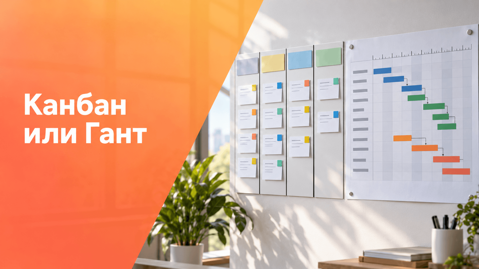 Сравнение канбан-доски и диаграммы Ганта.
