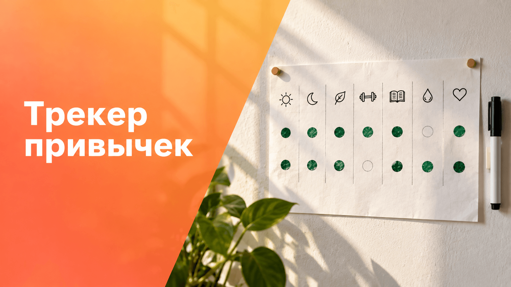 Трекер привычек: отметки выполнения по дням.